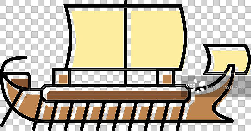 古代五桨船彩色图标图片素材