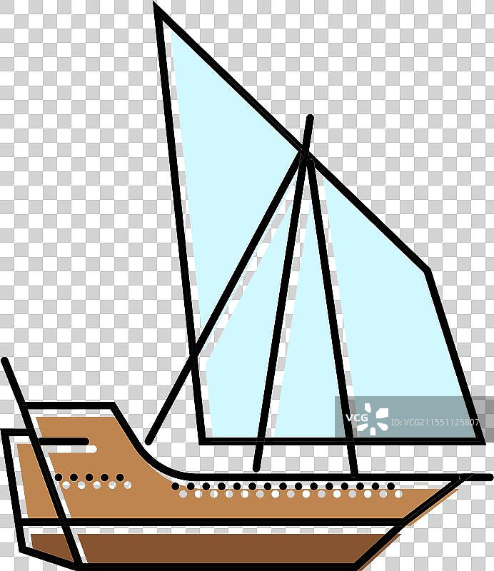 古老的阿拉伯帆船彩色图标图片素材