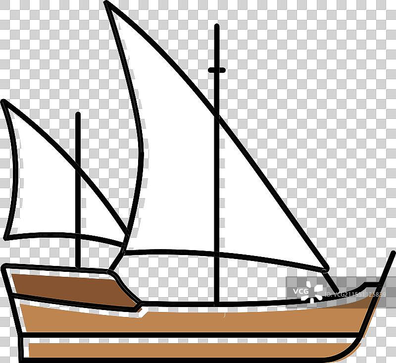 古代帆船的彩色图标图片素材