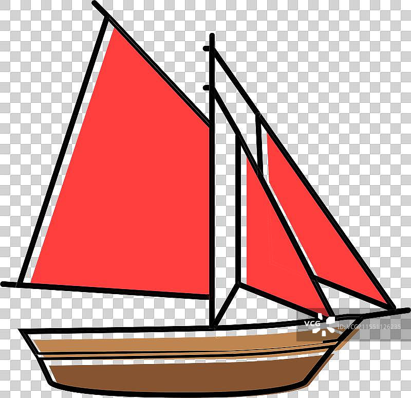 古老的单桅帆船彩色图标图片素材