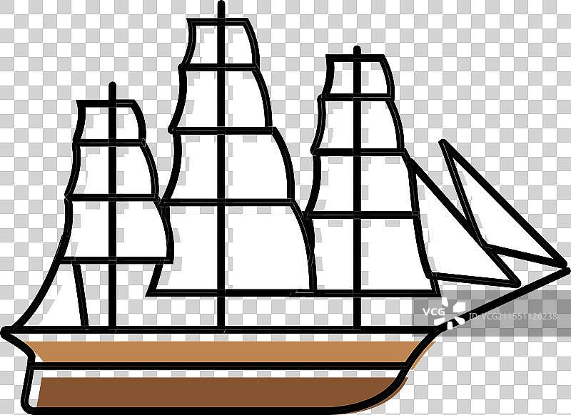 古老的费卢卡船彩色图标图片素材