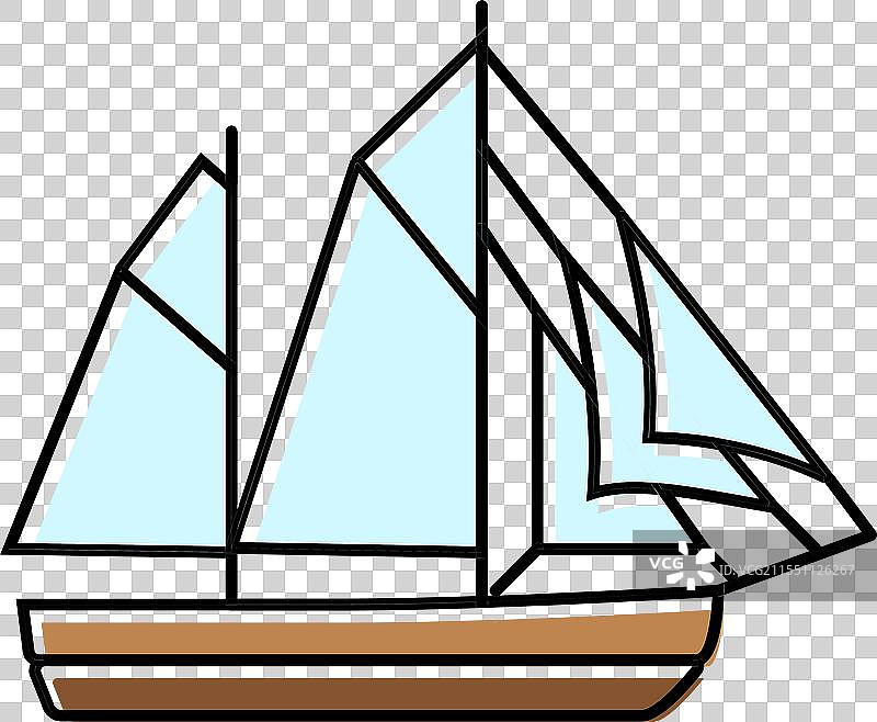 古老的弗吕特船彩色图标图片素材