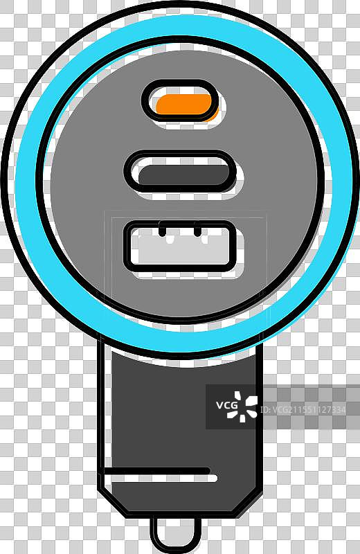 USB汽车充电器配件颜色图标图片素材