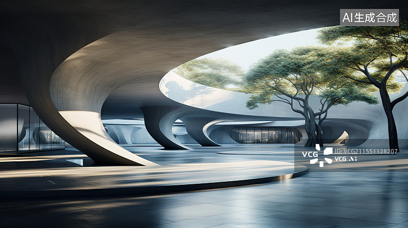 【AI数字艺术】混凝土建筑图片素材