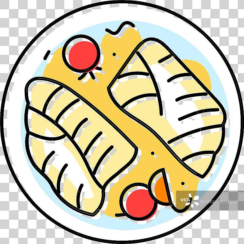 烤鳕鱼彩色图标图片素材