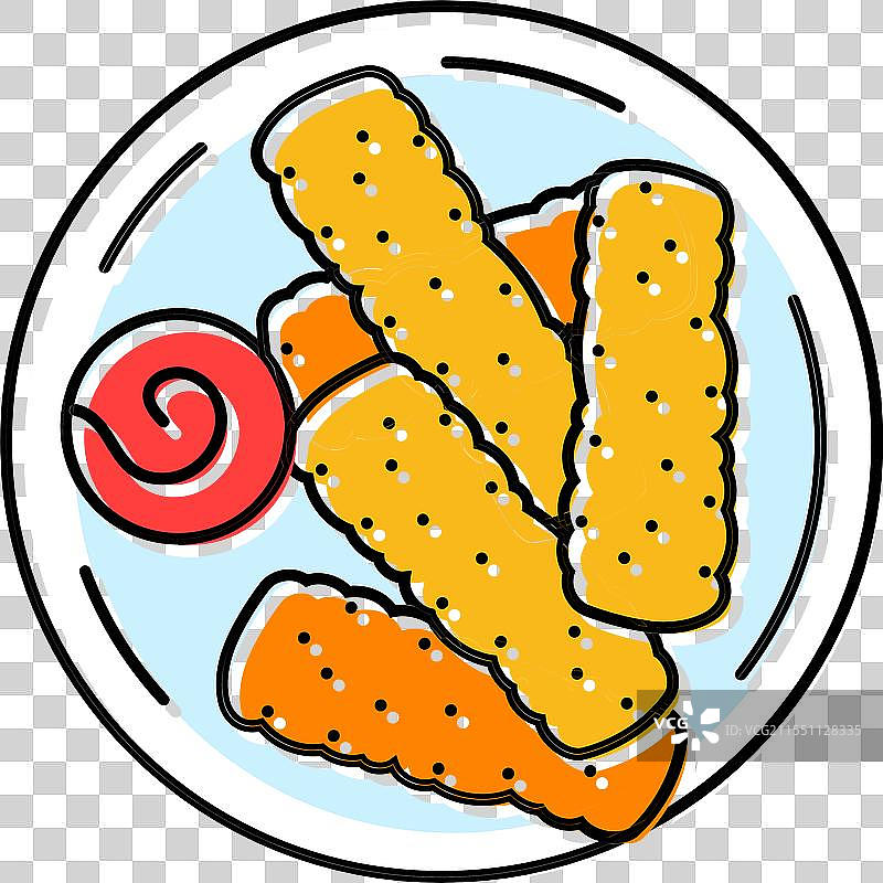 手指与鱼的彩色图标图片素材