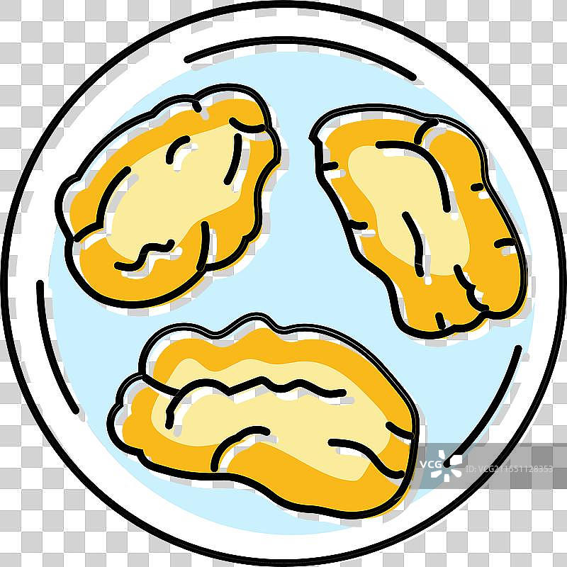 鱼类用纸包烹饪的彩色图标图片素材