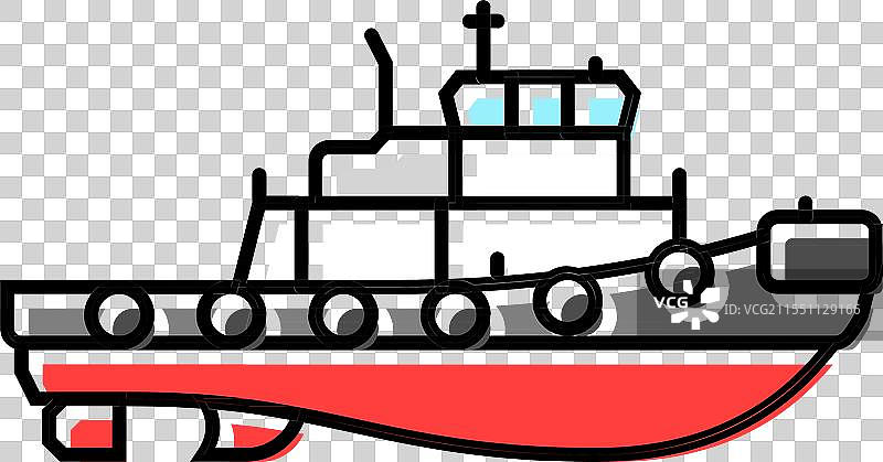 拖船船只彩色图标图片素材