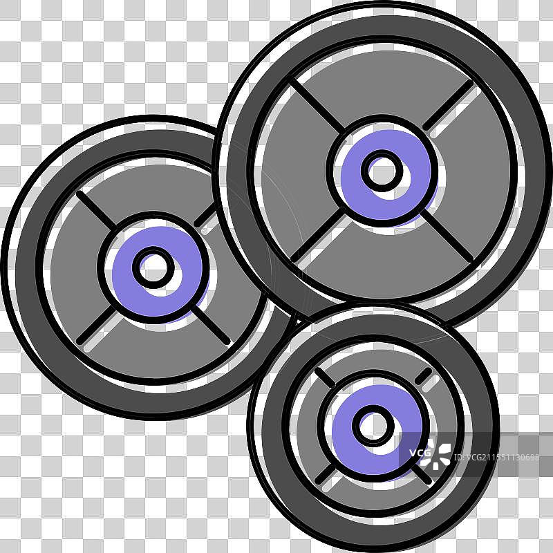 健身器材的彩色哑铃片图标图片素材