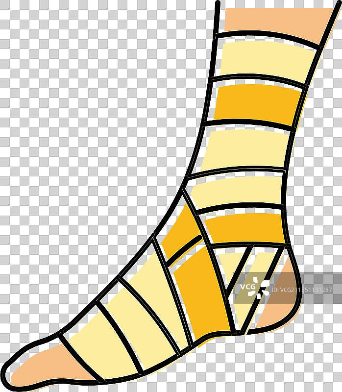 包扎的脚部骨折伤害彩色图标图片素材