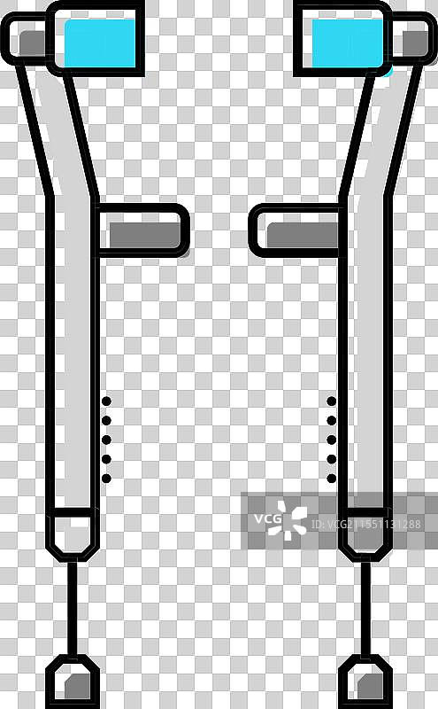 行走拐杖 骨折 受伤 彩色图标图片素材