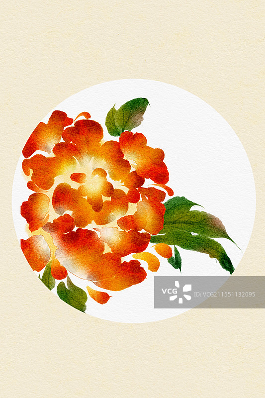 水彩牡丹国风手绘图片素材