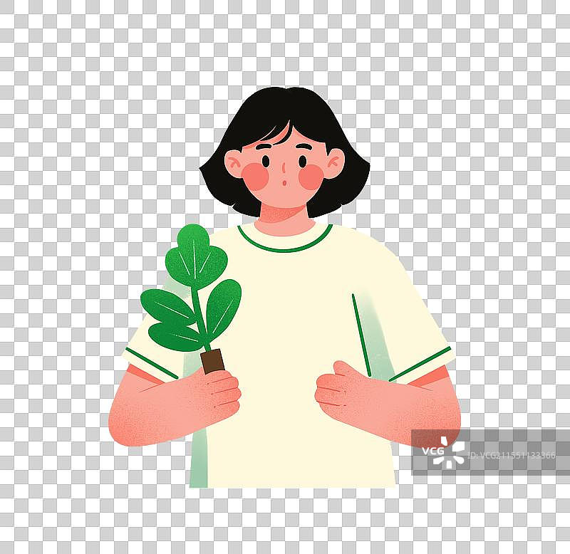 绿色环保女孩插画图片素材