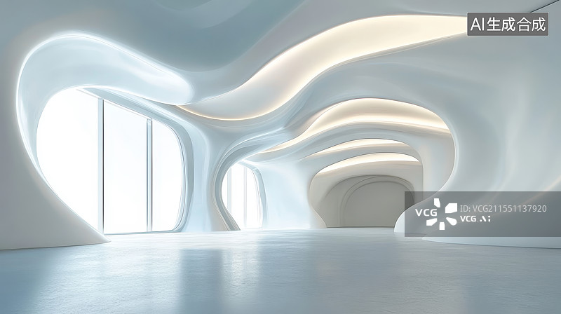 【AI数字艺术】现代科幻感广场建筑图片素材