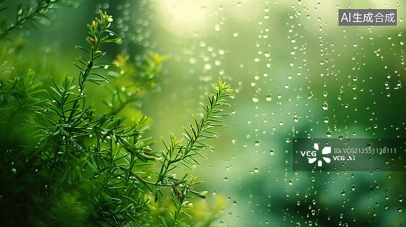 【AI数字艺术】雨后森林的清新图片素材