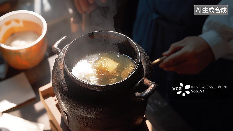 【AI数字艺术】中药熬制图片素材