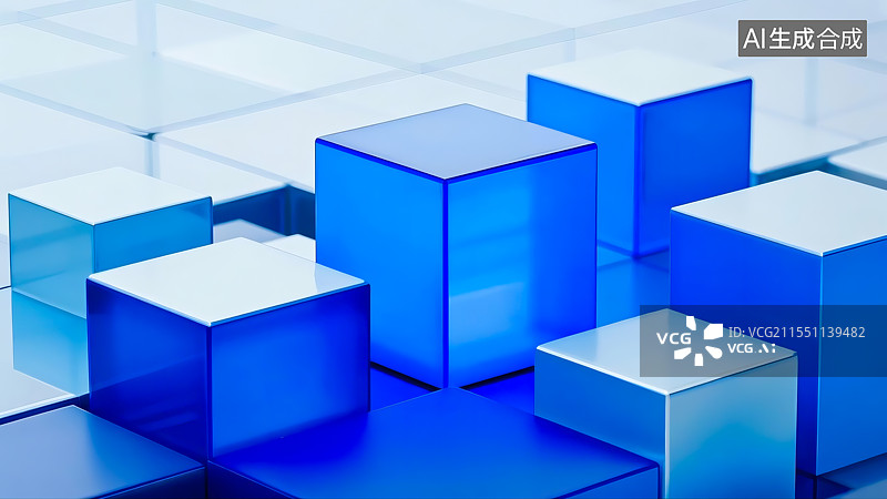 【AI数字艺术】立方体商务科技概念三维插画图片素材