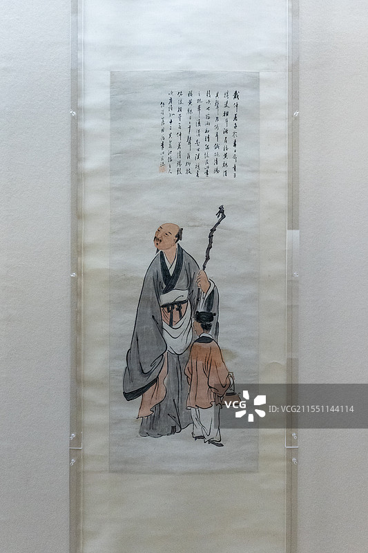 清代中国画人物画作品伍学藻设色人物图轴图片素材