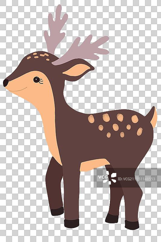 平面卡通风格的圣诞鹿玩具图片素材