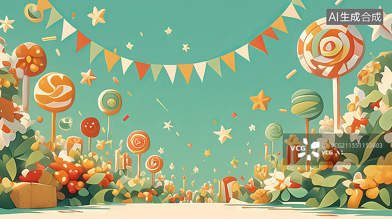 【AI数字艺术】糖果零食组成的背景图图片素材
