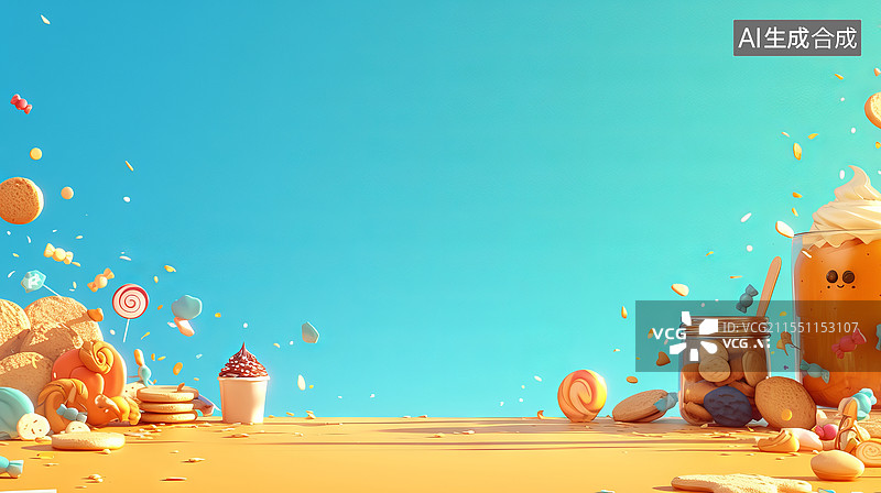 【AI数字艺术】糖果零食组成的背景图图片素材