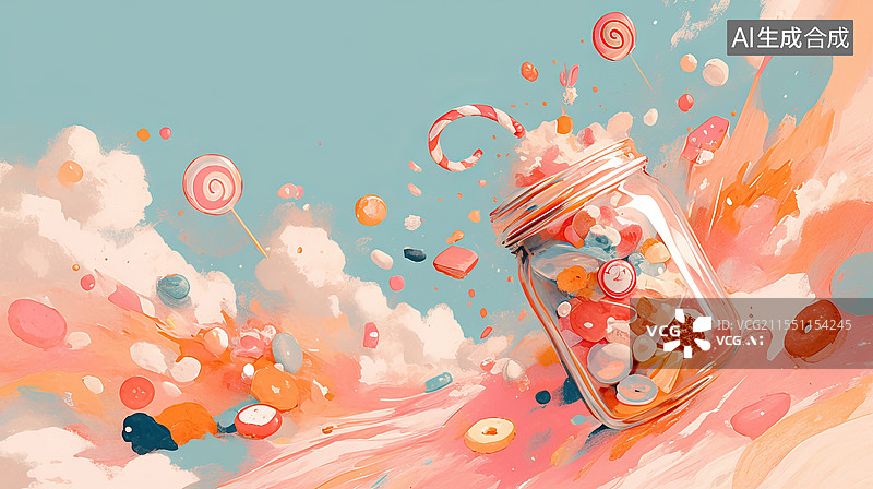 【AI数字艺术】糖果零食组成的背景图图片素材