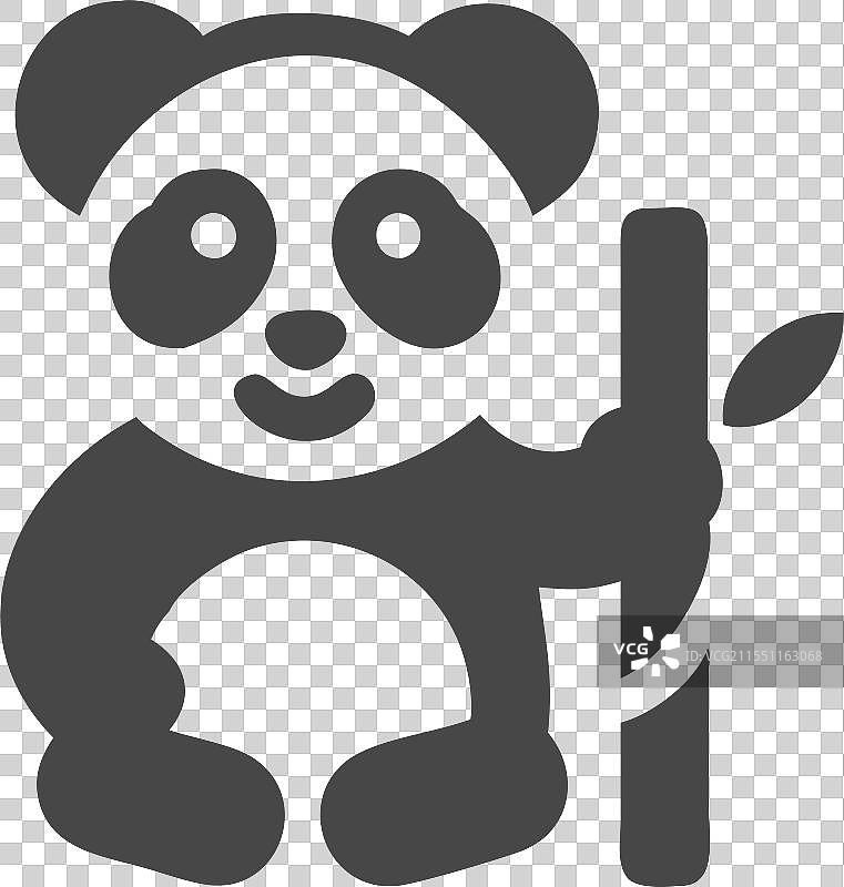 可爱的熊猫与甘蔗图标，完美展现野生动物图片素材