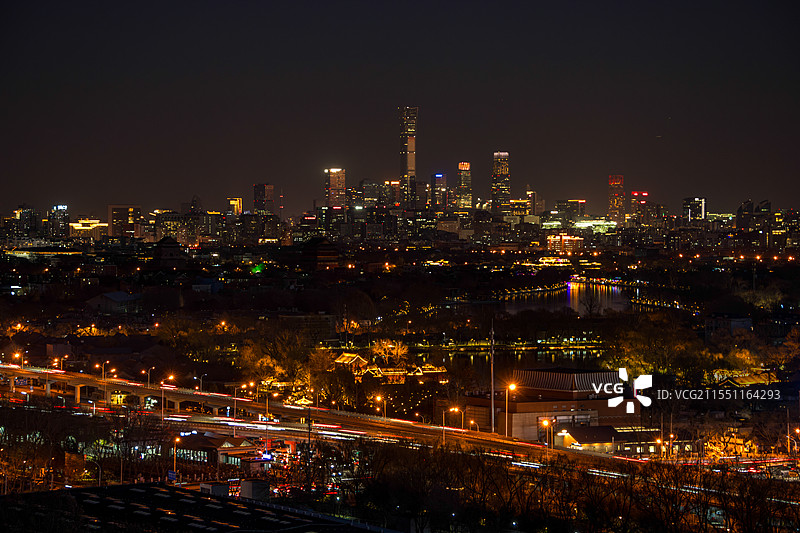 北京夜晚城市夜景全景图片素材