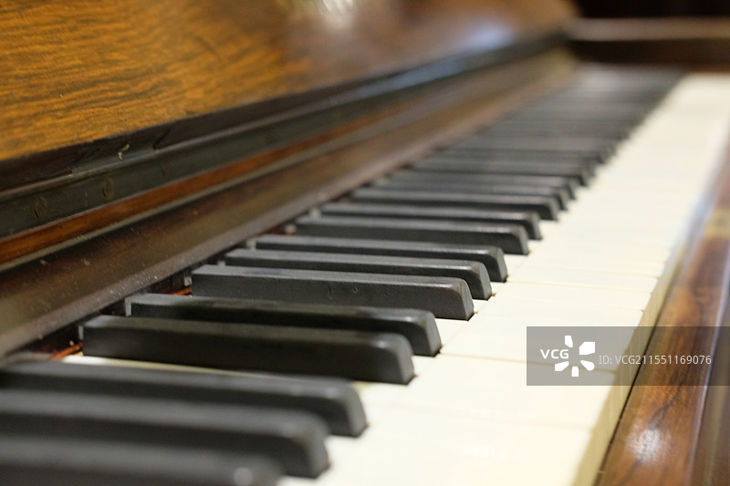国外古董钢琴特写。黑白琴键特写图片素材