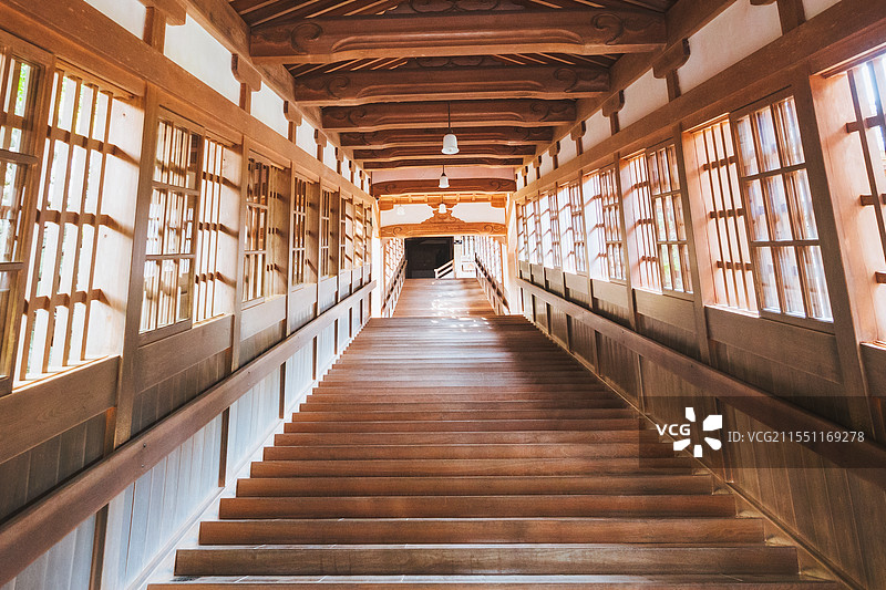 日本福井县曹洞宗大本山永平寺建筑内连廊图片素材