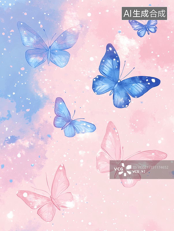 【AI数字艺术】蝴蝶飞舞水彩抽象插画背景图片素材