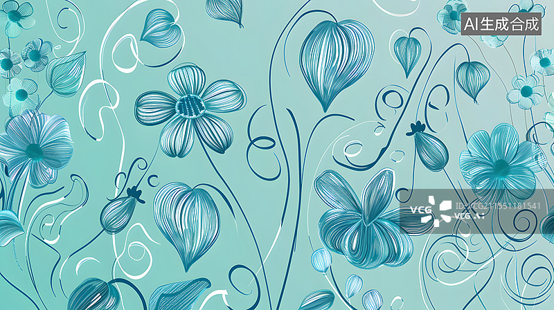 【AI数字艺术】植物装饰品树叶花卉图案纹理墙纸图片素材