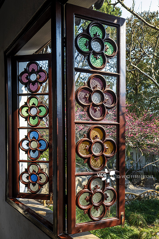 狮子林问梅阁花窗图片素材