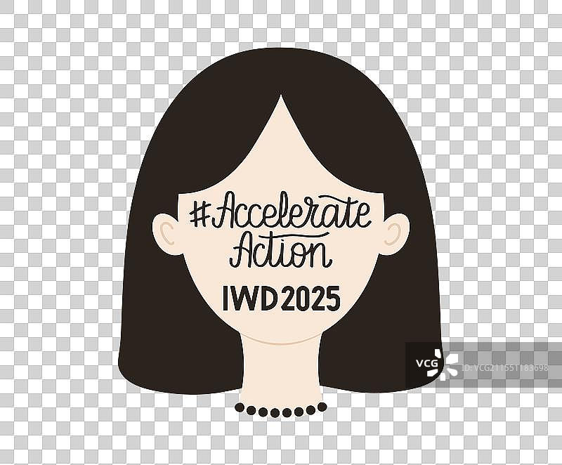 国际妇女节与口号“加速”图片素材