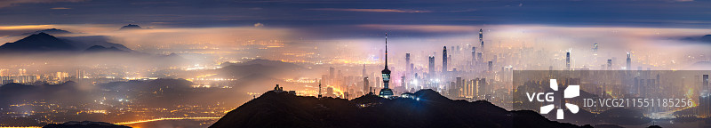 深圳城市云海夜景全景图片素材