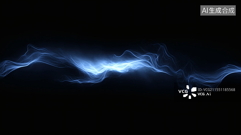【AI数字艺术】蓝色发光烟雾电流抽象背景图片素材