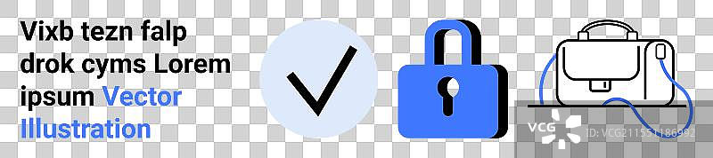 安全检查标记、锁和包 - 图标用于图片素材