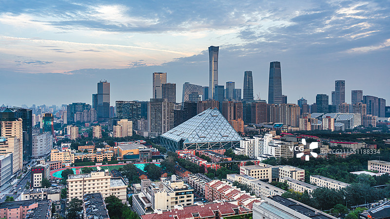 北京城市高空鸟瞰高楼与特色建筑全景图片素材