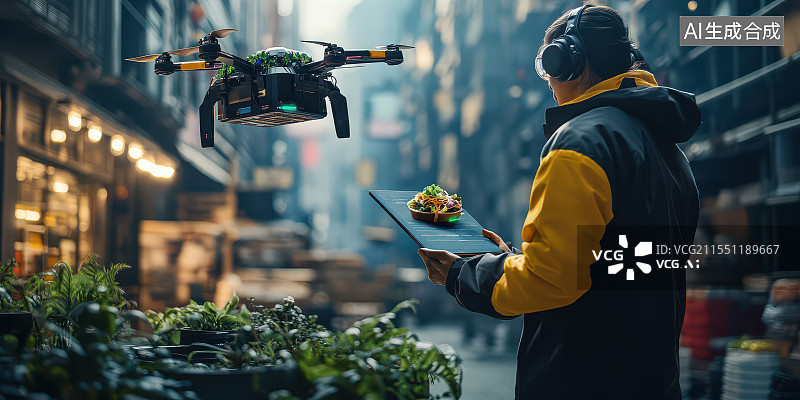 【AI数字艺术】未来低空经济快递物流图片素材