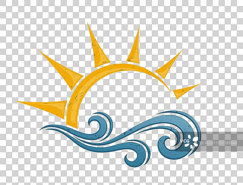 太阳与波浪的象征图片素材