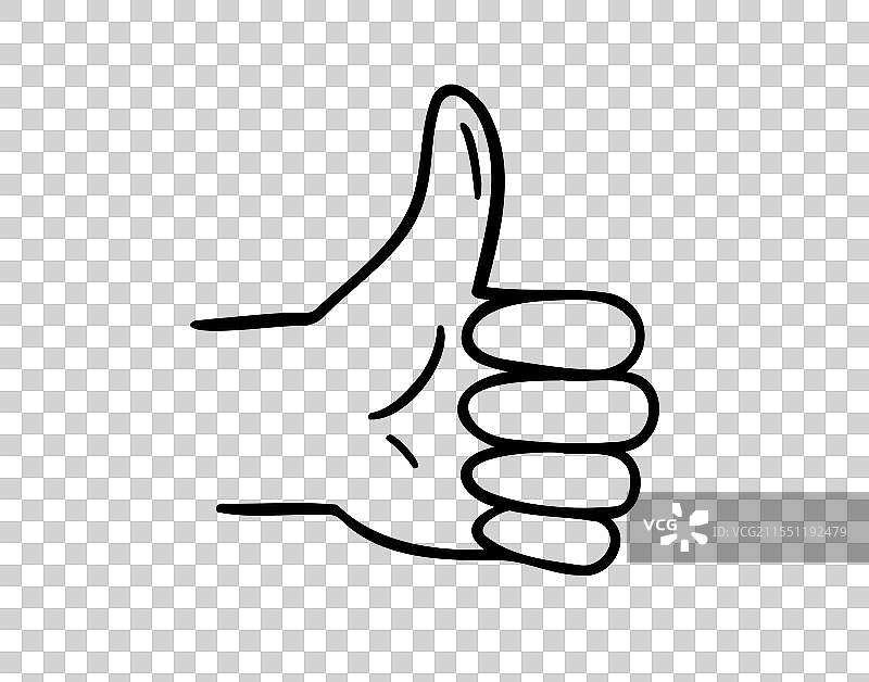 手绘的竖起大拇指手势符号图片素材