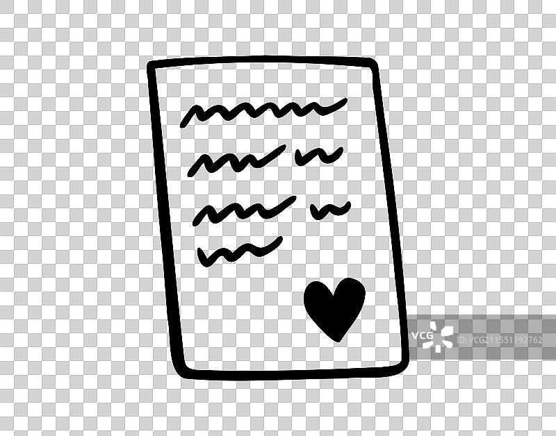 情人节手绘爱情信件涂鸦图标图片素材