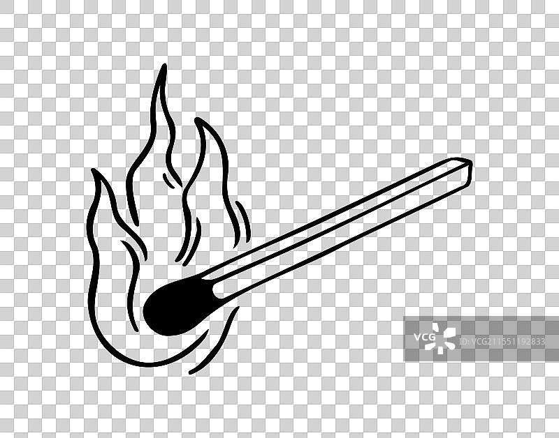 手绘火柴燃烧图标简单线条图片素材