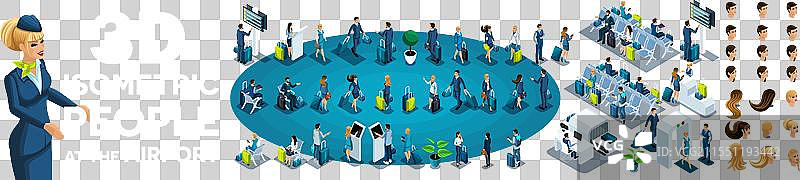 机场的大量等距3D人物模型图片素材