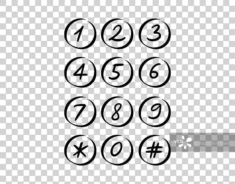 手绘字体中的圆圈涂鸦数字图片素材