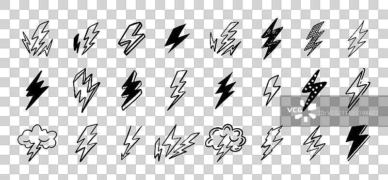 涂鸦风格的闪电线条艺术手绘图图片素材