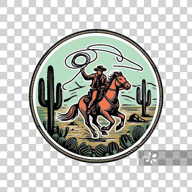 西部牛仔骑着奔跑的马图片素材