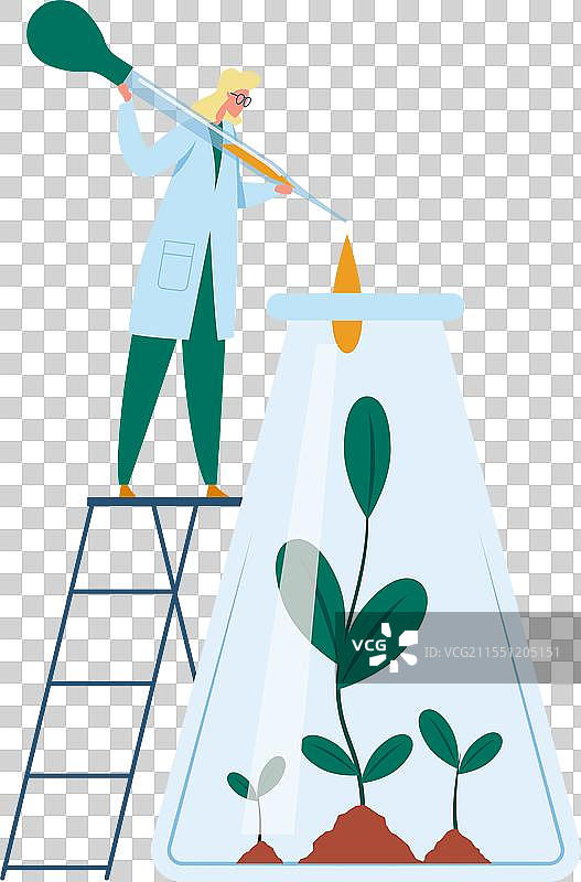 科学家站在梯子上添加液体图片素材