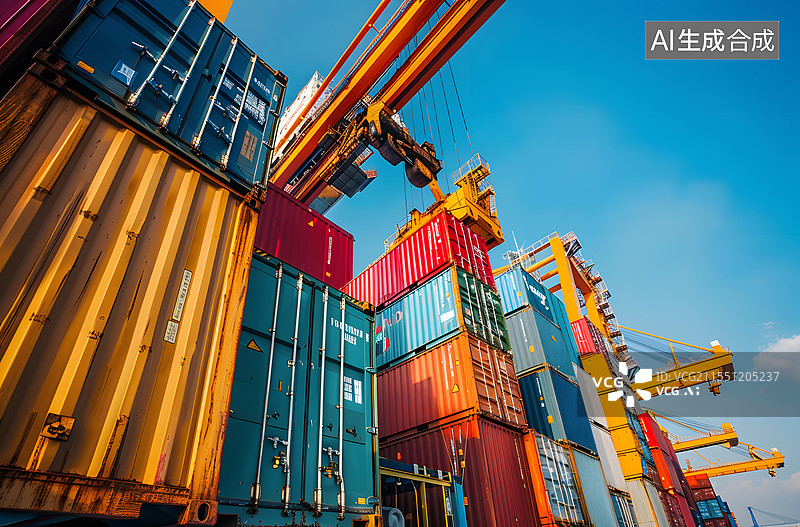 【AI数字艺术】货运运输进出口码头图片素材