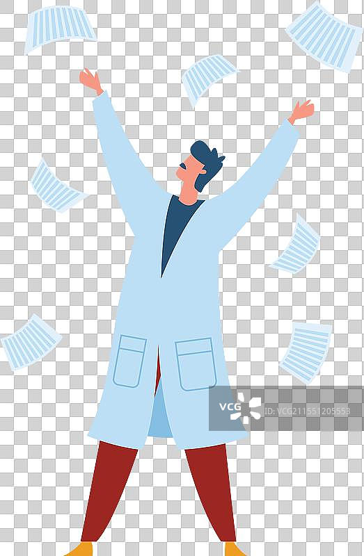 医疗专业人士将文件抛向空中图片素材